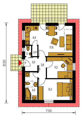 Image miroir | Plan de sol du rez-de-chaussée - BUNGALOW 14
